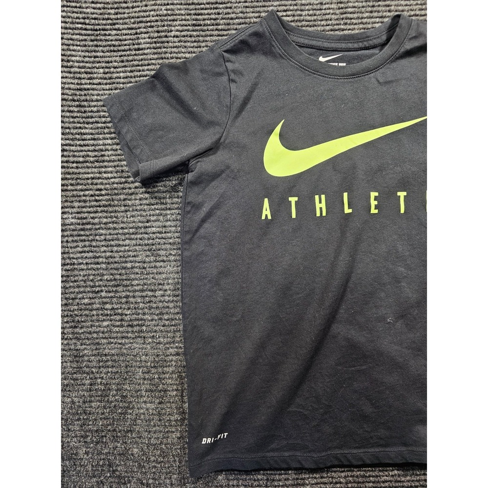 Nike Dri Fit Athletic T Shirt Boys Small Black Short Sleeve Crewneck Pullover - Picture 3 of 15